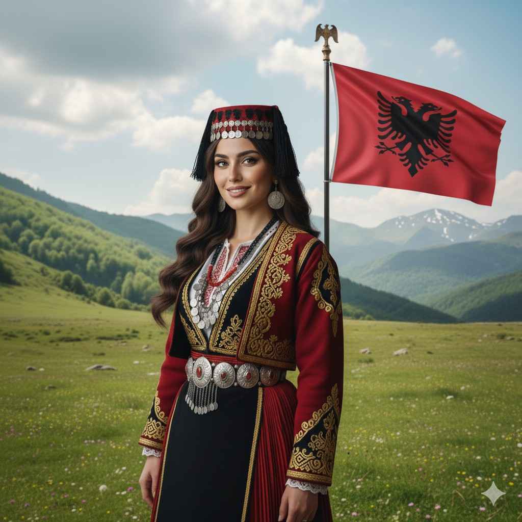 Image of a beautiful woman from Albania in traditional clothing