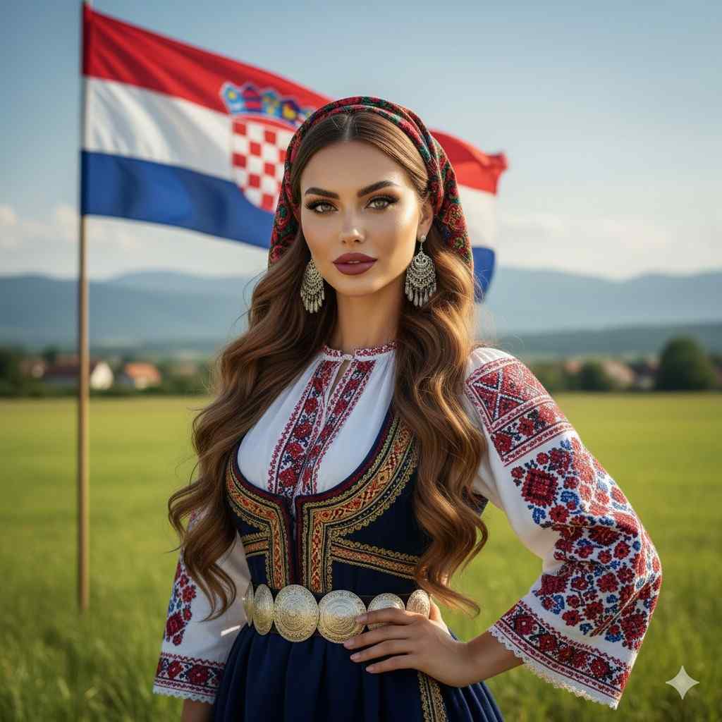 Image of a beautiful woman from Croatia in traditional clothing