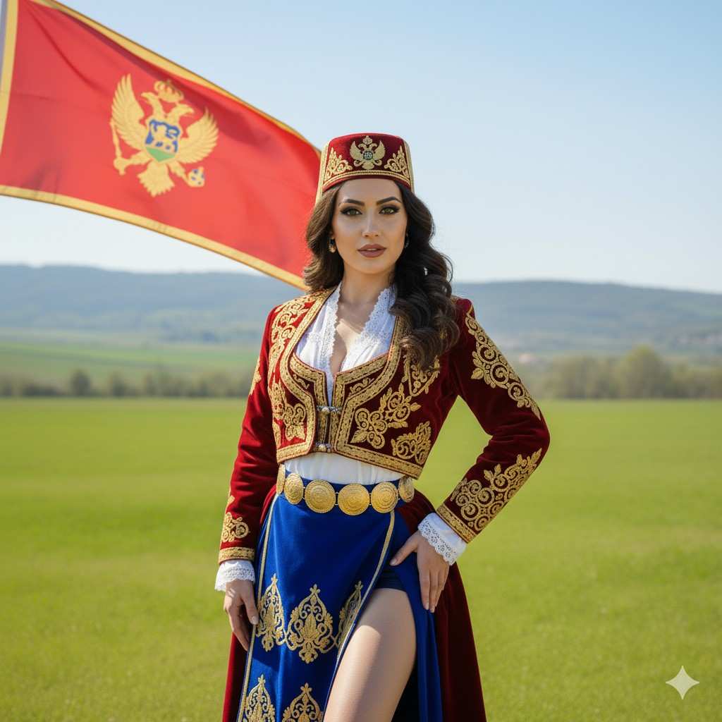 Image of a beautiful woman from Montenegro in traditional clothing