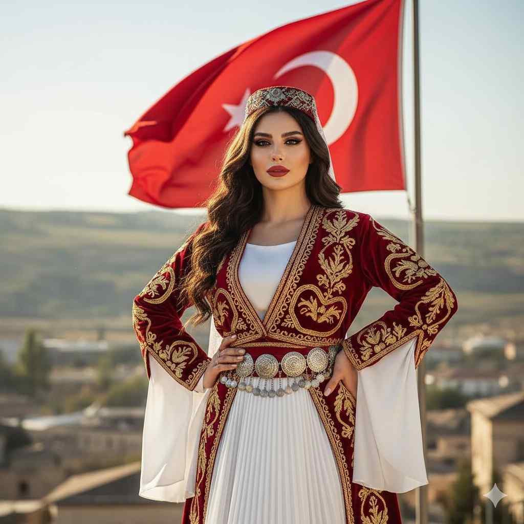 Image of a beautiful woman from Turkey in traditional attire